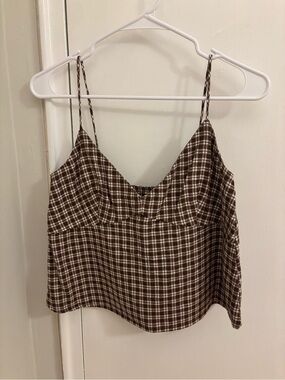 NWOT Abercrombie Brown Plaid Top